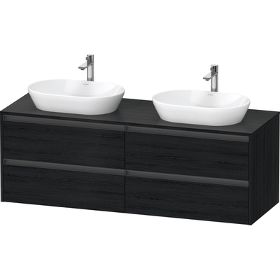 Duravit ketho meuble sous 2 lavabos avec plaque console et 4 tiroirs pour double lavabo 160x55x56.8cm avec poignées chêne anthracite noir mat