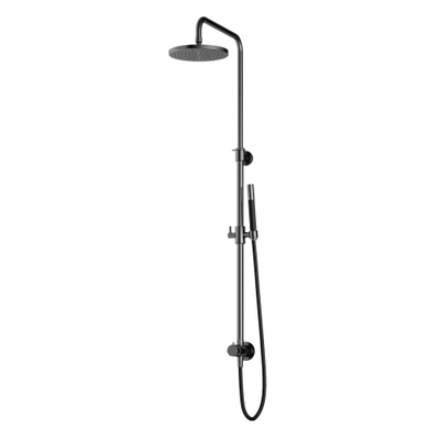 Hotbath Mate Colonne de douche pluie douche de tête 20cm et flexible 150cm avec douchette noir chrome
