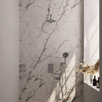 Ensemble de douche pluie Brauer Gold Carving encastré - douche principale 20 cm - bouton carving - douchette ronde 3 positions - PVD - or brossé