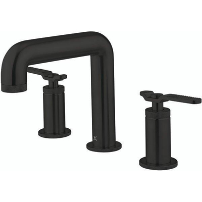 Crosswater Union wastafelkraan - opbouw - 3-gats - voorsprong 16cm - tweegreeps - mat zwart