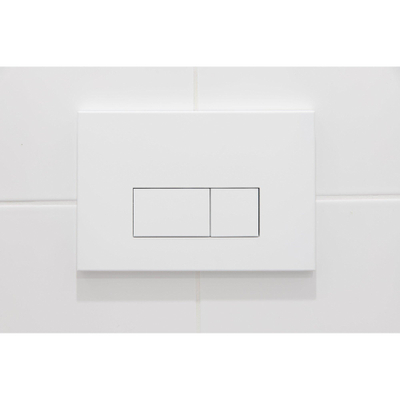 Pack WC QeramiQ Dely Swirl Compact - réservoir encastrable Geberit UP320 - avec bâti-support Burda - abattant 25 mm - plaque de commande en métal blanc mat - boutons rectangulaires - blanc mat