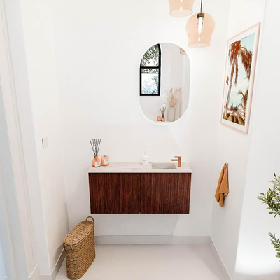 Mondiaz JOYA-DLUX 90cm toiletmeubel - kleur Ruby - Wastafel FAYE positie Rechts 1 kraangat kleur Nata.