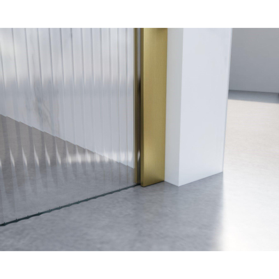 FugaFlow Eccelente Vetro inloopdouche - 180x200cm - ribbelglas - wandarm - Geborsteld Messing PVD (Goud)