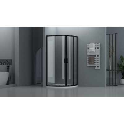 Adema Dawn Douchecabine - 80x80x185cm - kwartrond - zwart mat