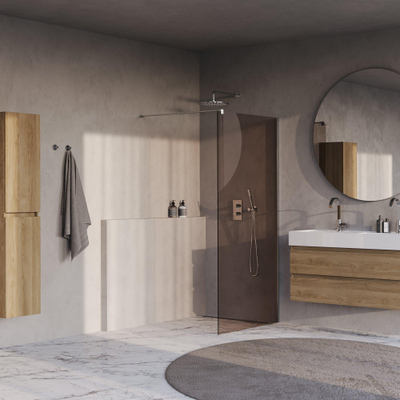 BRAUER Oblivion Inloopdouche - 100x200cm - glascoating - brons glas - Chroom