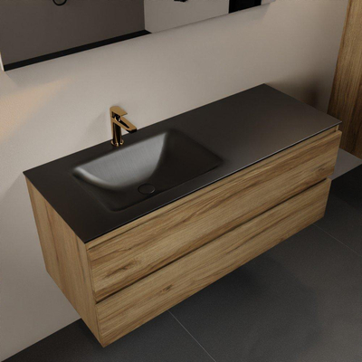 Mondiaz Aivy ensemble meuble de salle de bains - 120x45x50cm - 1 trou de robinet - 1 vasque urban Solid surface - Gauche - 2 tiroirs - Sans miroir - Mélamine Chai
