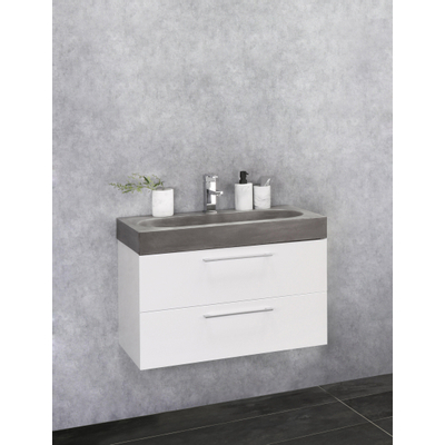 Differnz Somero Ensemble salle de bains 60x54x38cm lavabo béton FSC Blanc brillant