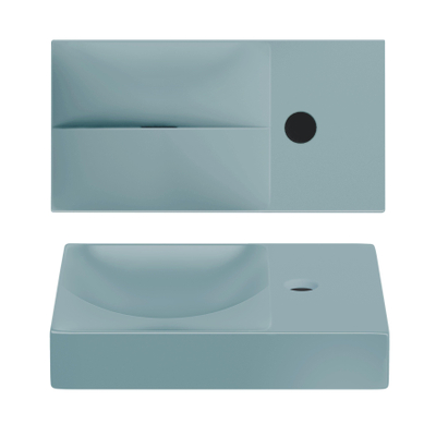 Clou Vale lavabo 38 cm avec trou de robinet à droite bleu mat céramique