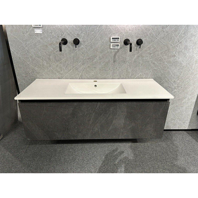 HR badmeubelen Enjoy wastafel 120cm 1 kr gat Matrix Wastafelonderkast 3D-front 1 lade greeploos garnet grey SHOWROOMMODEL