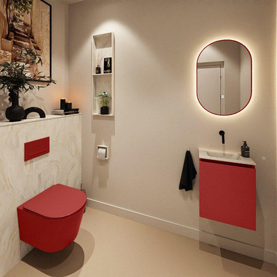 MONDIAZ TURE-DLUX Meuble toilette - 40cm - Fire - EDEN - vasque Ostra - position centrale - sans trou de robinet