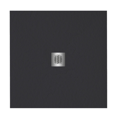 ZEZA Grade receveur de douche - 100x100cm - antidérapant - antibactérien - marbre minéral - carré - noir mat