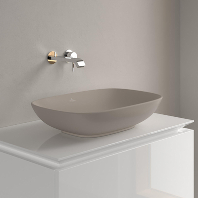 Villeroy & Boch Loop & Friends opzetwastafel - 56x38cm - zonder kraangat - met overloop CeramicPlus - mat almond (beige)