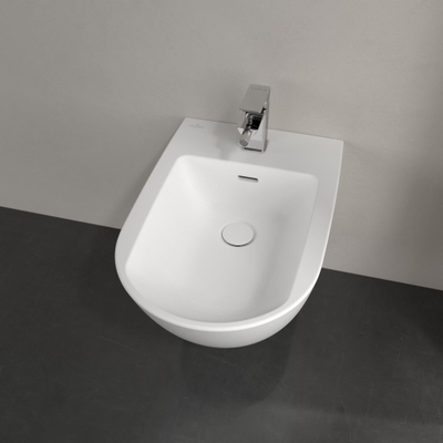 Villeroy & Boch Subway 3.0 wandbidet - 56x37.5x27cm - met overloop CeramicPlus - Stone White (mat wit)