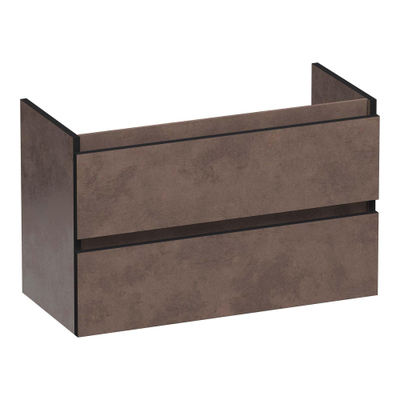 BRAUER Joy Edge wastafelonderkast ondiep 80 2 softclose lades - greeploos - 1 sifon uitsparing - Erosion