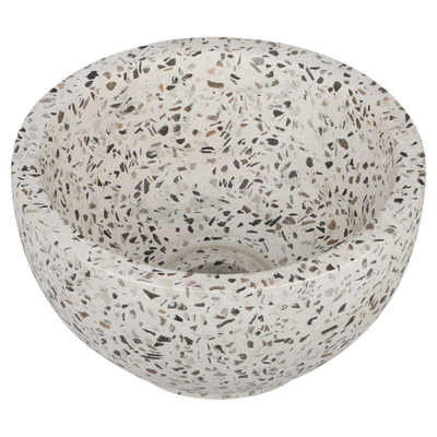 Differnz fontein – 40x25x10 cm – terrazzo zwart-wit – zonder kraan – met licht eiken frame
