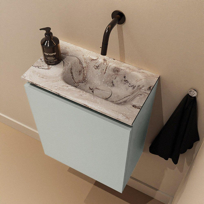 MONDIAZ TURE-DLUX 40cm toiletmeubel Greey. EDEN wastafel Glace positie rechts. Zonder kraangat.