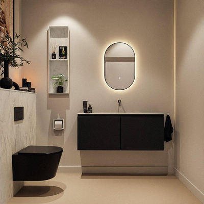 MONDIAZ TURE-DLUX Meuble toilette - 120cm - Urban - EDEN - vasque Opalo - position centrale - sans trou de robinet