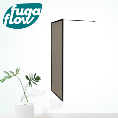 FugaFlow Efficiente Vetro inloopdouche badkamer - 80x200cm - veiligheidsglas - rook glas - mat zwarte lijst rondom - anti kalk