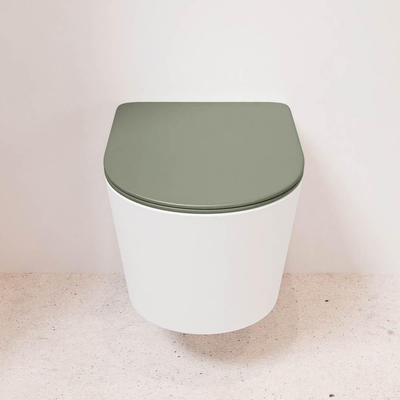 MONDIAZ LAVIE wandclosetpack - 36x53cm - diepspoel - rimless - Talc (white) - softclose - quick-release - toiletzitting - Army (groen)