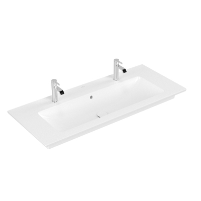 Villeroy & Boch venticello meubelwastafel - met 2 kraangaten - 120x50cm - met overloop CeramicPlus - Stone White (mat wit)