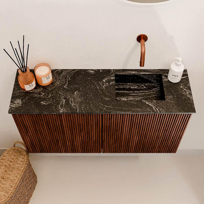Mondiaz JOYA-DLUX 80cm toiletmeubel - kleur Ruby - Wastafel FAYE positie Rechts Zonder kraangat kleur Lava.