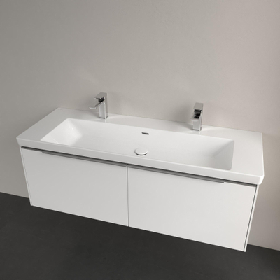 Villeroy & Boch Subway 3.0 meubelwastafel - 1300x470mm - 2 kraangaten - met overloop - White Alpine (glans wit)