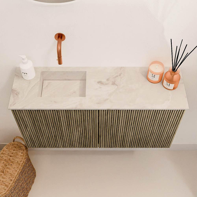 Mondiaz JOYA-DLUX Meuble de toilette 80cm - couleur Dusk - Vasque FAYE position Gauche Sans trou de robinet couleur Frappe.
