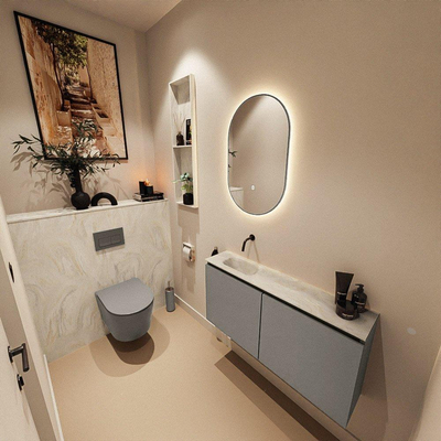 MONDIAZ TURE-DLUX 100cm toiletmeubel Smoke. EDEN wastafel Ostra positie links. Zonder kraangat.