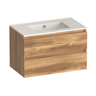 Brauer Core Series badkamermeubelset - 80x45x52cm - wastafel Frost - honey