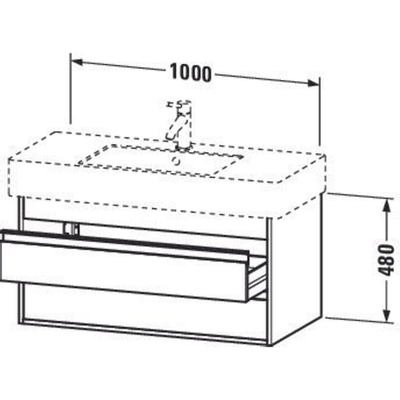 Duravit Ketho Wastafelonderkast 100x45.5x48cm Standaard greep met softclose spaanplaat Basalt Mat