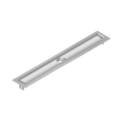 Aco FlexDrain E ShowerDrain Caniveau de douche en acier inoxydable rehausse avec bride périphérique 587mm (sans grille/siphon/piège à odeurs) avec sortie verticale
