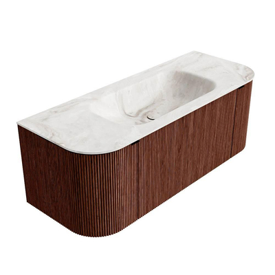 Mondiaz KURVE-DLUX Ensemble de meuble de salle de bain - 120x46x40cm - 1 tiroir - 2 portes - vasque solid surface - central - sans trou de robinet - Ruby