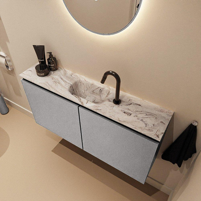 MONDIAZ TURE-DLUX 100cm toiletmeubel Plata. EDEN wastafel Glace positie midden. Met 1 kraangat.
