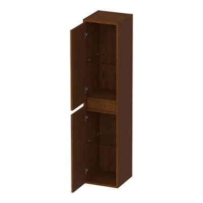 BRAUER Adore badkamerkast - 160x35x35cm - met 2 deuren greeploos links- of rechtsdraaiend lamellen eiken bruin