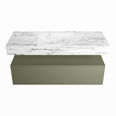 MONDIAZ ALAN - DLUX Badkamermeubelset - 120cm - onderkast - Army - 1 lade - vrijhangende wastafel - wasbak midden - 1 kraangat - Glace