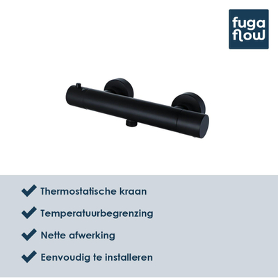 FugaFlow Muro Thermostatische Douchekraan - opbouw - mat zwart