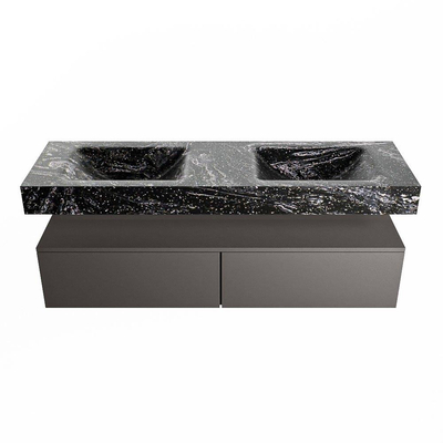 MONDIAZ ALAN - DLUX Badkamermeubelset - 150cm - onderkast - Dark grey - 2 lades - vrijhangende wastafel - 2 wasbakken - 2 kraangaten - Lava
