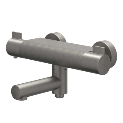 IVY Pact Badthermostaatkraan opbouw - draaibare baduitloop - omstel - Cooltouch - Geborsteld metal black PVD