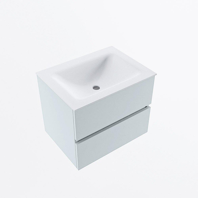 Mondiaz VICA ensemble de meuble de salle de bain - 60cm - meuble sous-vasque argile - 2 tiroirs - lavabo nuage milieu - 1 trou de robinet - version haute de 60cm - talc