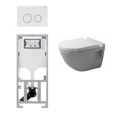 Duravit Philippe Starck 3 toiletset vlakspoel inbouwreservoir set bedieningsplaat sigma20 wit