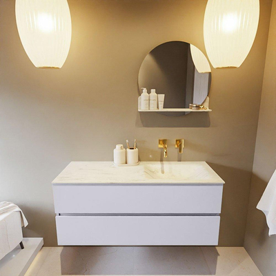 MONDIAZ VICA-DLUX Ensemble meuble de salle de bains - 120cm - meuble sous-vasque cale - 2 tiroirs - lavabo encastré cloud à droite - sans trous de robinet - version hauteur 60cm - opalo