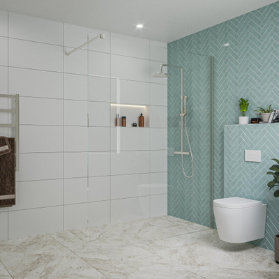 FugaFlow Eccelente Vetro douche à l'italienne salle de bain - 160x200cm - verre clair - bras mural - inox brossé