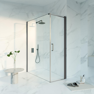 Fortifura Galeria Douchecabine - 60x160x200 - Profiel veiligheidsglas - antikalk - PVD - geborsteld gunmetal (antraciet)