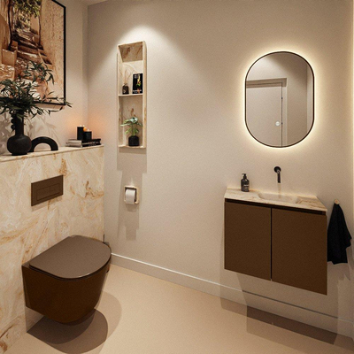MONDIAZ TURE-DLUX 60cm toiletmeubel Rust. EDEN wastafel Frappe positie rechts. Zonder kraangat.