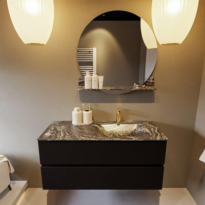 Mondiaz VICA-DLUX ensemble de meuble de salle de bain - 110cm - meuble sous-vasque urban - 2 tiroirs - lavabo encastré cloud droite - 1 trou de robinet - miroir modèle spot - version XL 60cm haut - lave