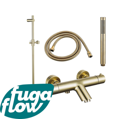 FugaFlow Eccelente Sobrado Badkamer badkraan met glijstangset met staafhanddouche, metalen doucheslang geborsteld messing PVD - Black Friday -