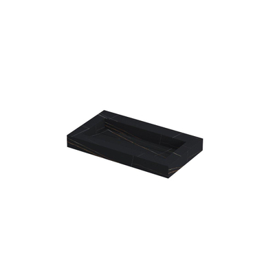 INK Pitch wastafel - 80x45x9cm - 1 wasbak - 0 kraangaten - drain keramiek Lauren black mat