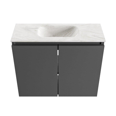 MONDIAZ TURE-DLUX 60cm toiletmeubel Dark Grey. EDEN wastafel Ostra positie midden. Zonder kraangat.
