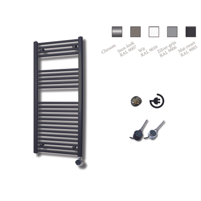 Sanicare Elektrische Design Radiator - 111.8 x 60 cm - 730 Watt - thermostaat chroom rechtsonder - zwart mat