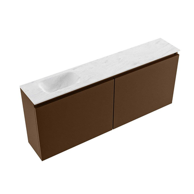 MONDIAZ TURE-DLUX Meuble WC 120 cm Rust. EDEN lavabo Opalo position gauche. Sans trou de robinet.
